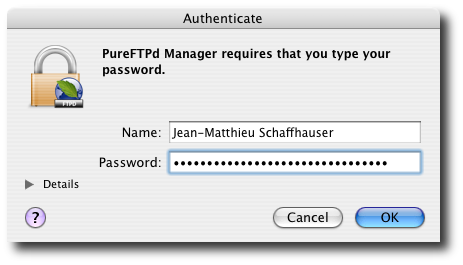 Mac OS X Authentication Prompt.