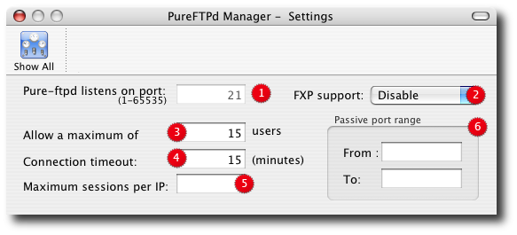 PureFTPd Manager Preferences