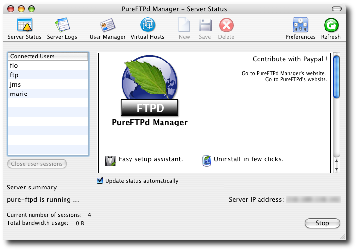 PureFTPd Manager - Server Status