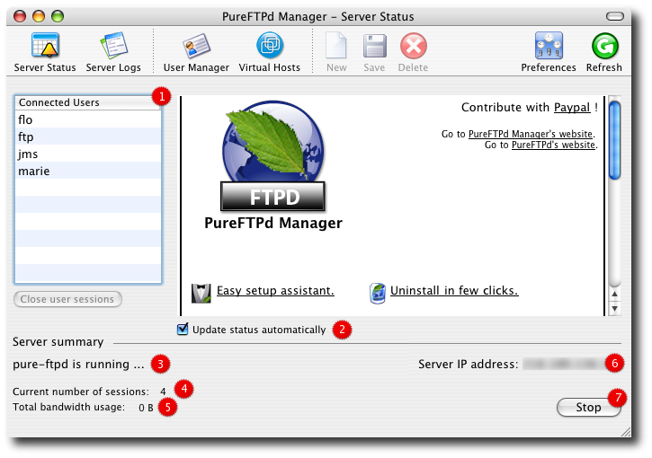 PureFTPd Manager - Server Status