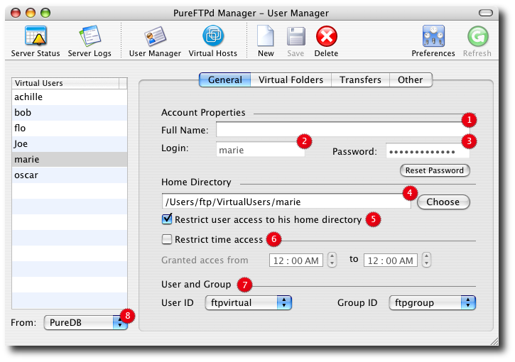 PureFTPd Manager - User Manager